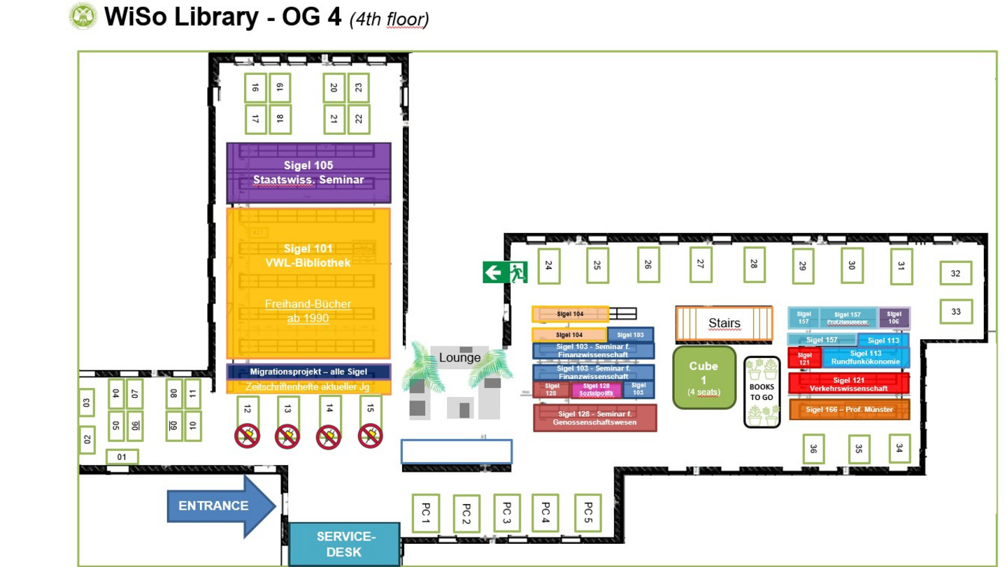 Lageplan 4. OG WiSo Library 