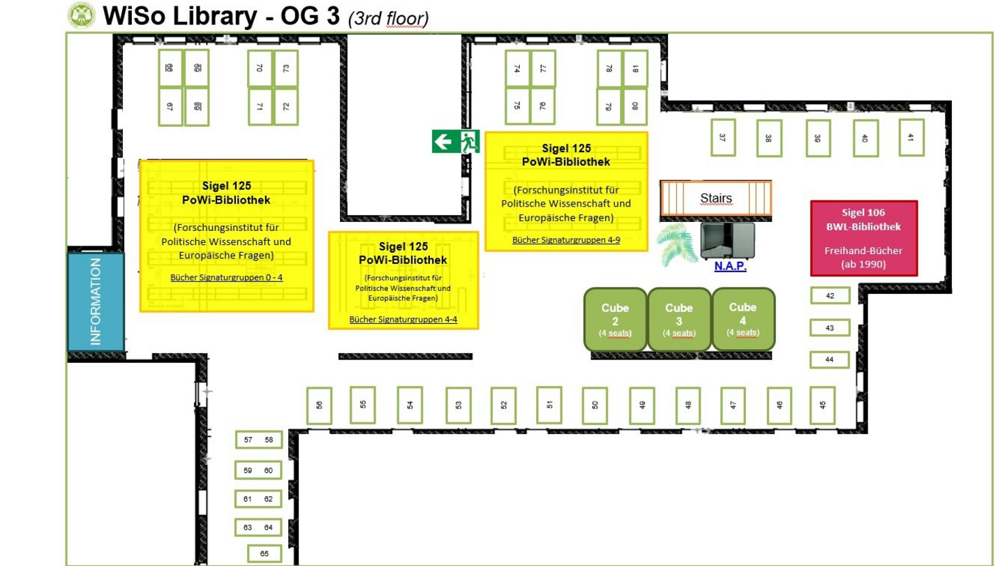 Lageplan 3. OG WiSo Library